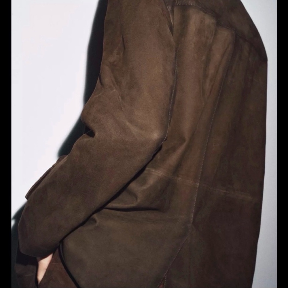 Zara Dark Brown 100% suede blazer - Picture 4 of 8